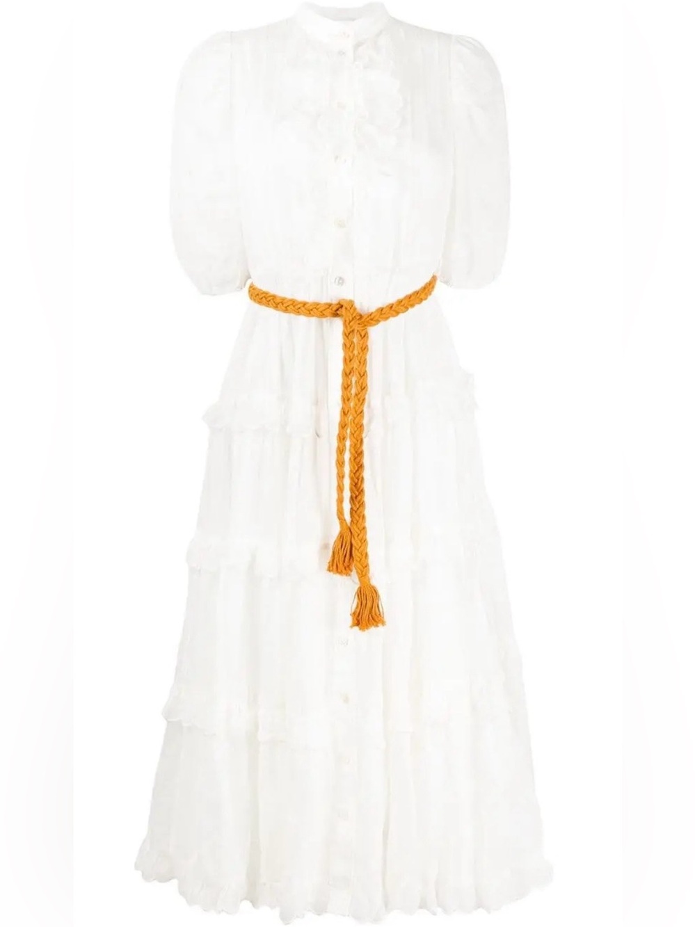 Amelie Scallop Frill Ramie Dress